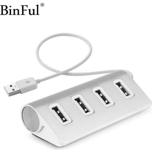 BinFul 4 Port Aluminum USB 2.0 Hub High-Speed 1ft USB Data Cable for iMac/MacBook/MacBook Pro/MacBook Air