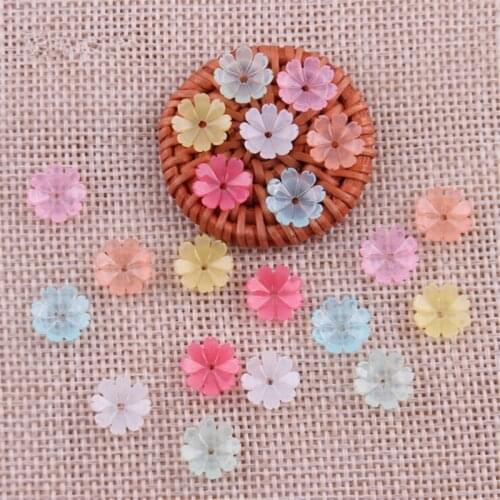 50pcs/lot 10mm resin flower beads for diy hair clip Hairpin jewelry making handmade accessories material loose beads with hole