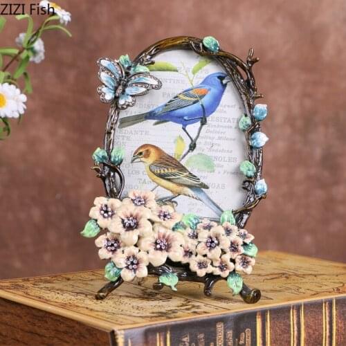 Floral Garland Picture Frame Desk Decoration Family Portrait Lacework Framed Art Photo Frames European Vintage Home Decor