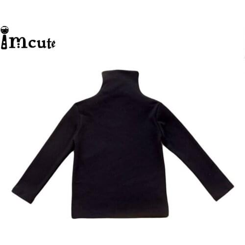 Imcute Autumn winter childrens warm top high collar solid color top cotton clothes black base coat