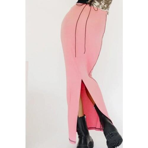 Long Skirts Y2K Retro Straight Skirts High Waisted Split Bag Hip One Step Summer Skirt Women Sweet Cute Party New Trendy 2021