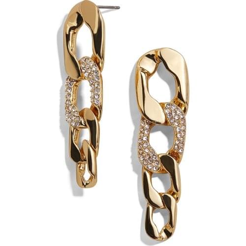 Long Statement Earrings Bohemian Geometric Hanging Drop Dangle Earrings for Women Geometric Chain Jewelry Shiny Gold Color