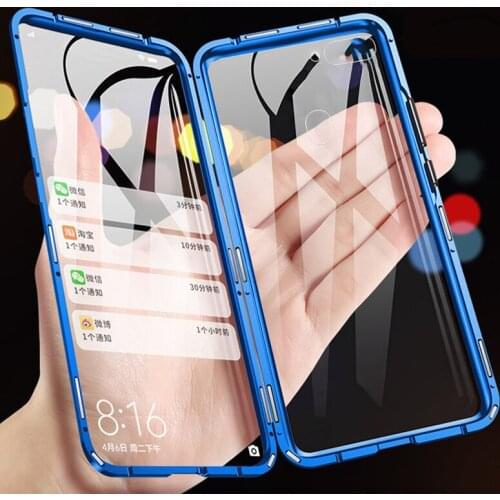 For OPPO F9 F11 Pro F15 Magnetic Adsorption Phone Case For OPPO AX7 A31 A3S Realme X50 Tempered Front and Back Glass Cover case