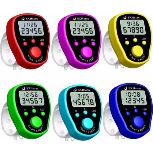 Finger Counter Clock LCD Electronic Digital Tally Counters with Time & Backlight