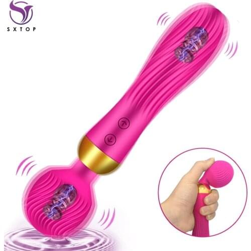 18 Speeds Powerful AV Magic Wand Vibrator G Spot Clitoris Stimulator Dildo Dual Motors Toys for Muscle Adults Sex Toys for Women