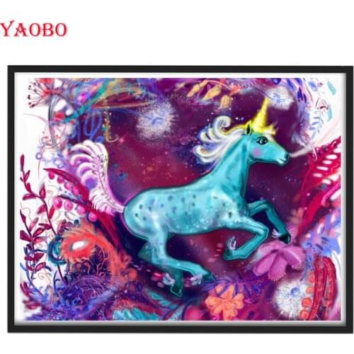 Fantasy Art Unicorn diamond painting full square / round diamond embroidery animal diamond mosaic painting home decoration