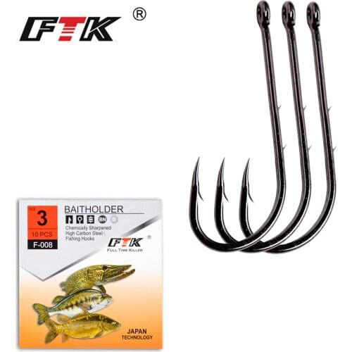 FTK Barbed fishhook 10PCS/LOT Size 3#-Size10# Fishing From Japan Fishing Hook Jig Carp Feeder Anzol Fishhooks Fishing Tac