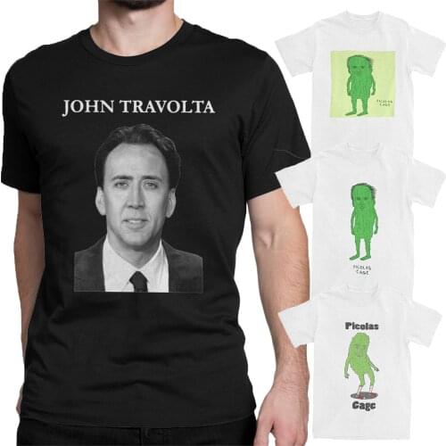 Men T-Shirt Nicolas Cage John Travolta Face Off Funny Cotton Tees Short Sleeve T Shirt Crewneck Tops Adult
