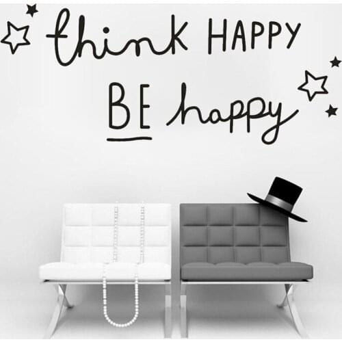 Beautiful Design Think Happy Coffee Mugs Tea Coffee Art Decal Vinyl Wall Stickers Kitchen Restaurant Pub Decor