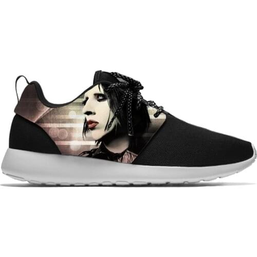 Rock Band Music Singer Marilyn Manson Cool Fashion Sport Running Shoes Casual Breathable Lightweight 3D Print Men Women Sneakers