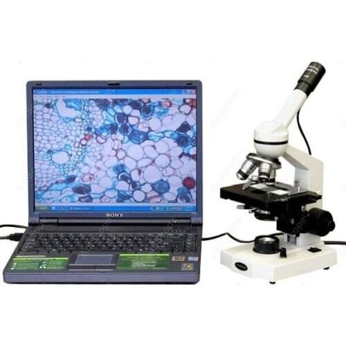 Advanced Student Microscope--AmScope Supplies 2000X Advanced Student Microscope w 3D Mech Stage + 1.3MP USB Camera M600B-E1