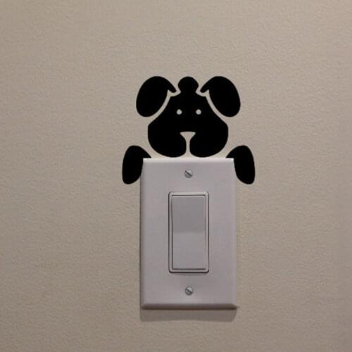 Puppy Dog Art Switch Sticker Living room Bedroom Decorative Wall Stickers Vinyl Waterproof Murals JG1945