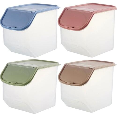 New Kitchen Dried Food Storage Box Storage Sealed Box With Measuring Cup For Cereal Flour Rice Bean Grain Container Dropshipping