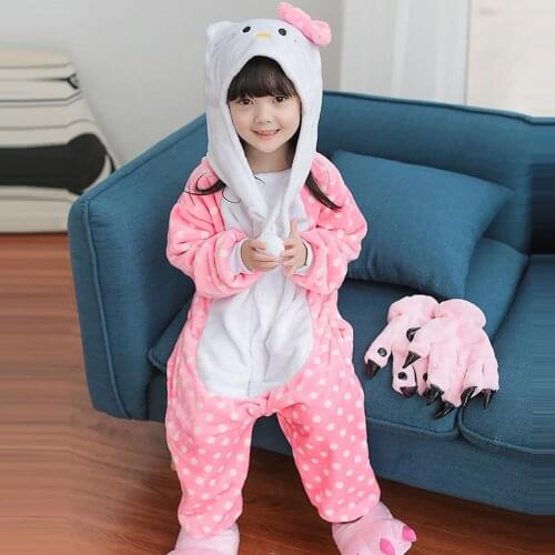 New Unisex Kids Boys Girls Pijamas Cartoon Animal Cosplay Clothes 0-11Y Children Pyjama Pajamas Sleepers Stitch Panda unicorn