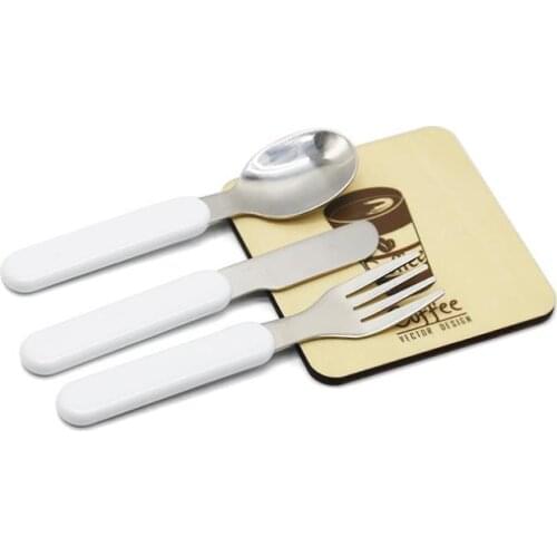 NEW! Sublimation Children Cutlery Set White Blank DIY Fork Knife Spoon Stainless Steel Adults Cutlery Portable Kids Tableware SN