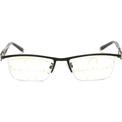 Spring Temple Alloy Frame Luxury Men Women Progressive Multifocus Reading Glasses ADD 75 100 125 150 175 200 To 400 with Case