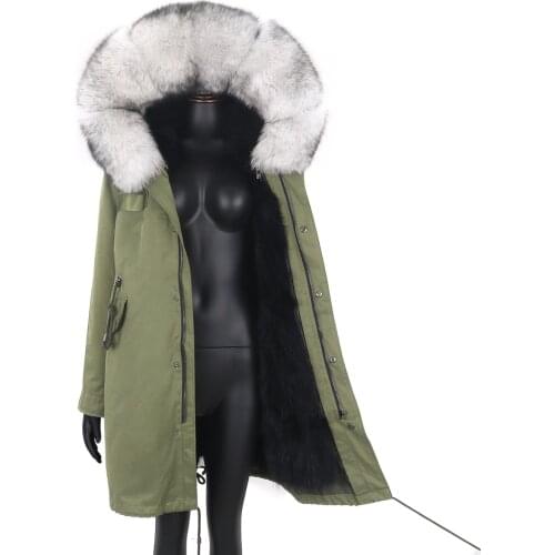 Women Long Parka 7XL Real Fox Fur Collar Removable Thick Loose Fashion Coat Women Big Natural Fur Real Fur Coat Winter Jacket