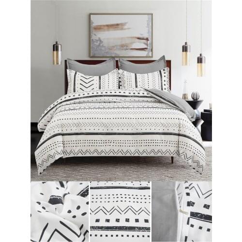 Nordic Bedding Set Stripes Duvet Cover with Pillowcase Polyester Bedclothes Geometric Quilt Cover single twin Queen king size