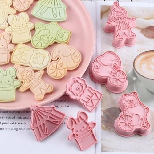 Drop Shipping 6Pcs Circus Animal Cookie Cutters Fondant Cutters Plunger Cookie Stamps, Rabbit