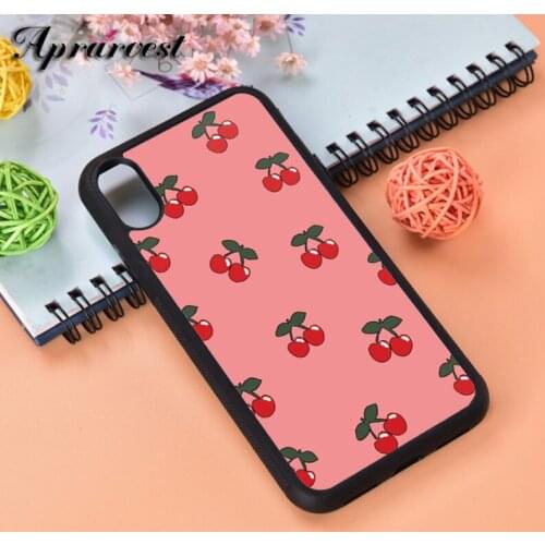 Aprarvest Cherry Pink Print Silicone Rubber Phone Case Cover For iPhone 6 6S 7 8 PLUS X XS XR 11 12 MINI PRO MAX