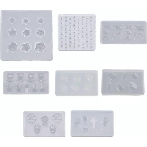 Flower Gemstone Bowtie Bear Resin Mold Epoxy Resin Casting Mold Nail Art Craft H37C