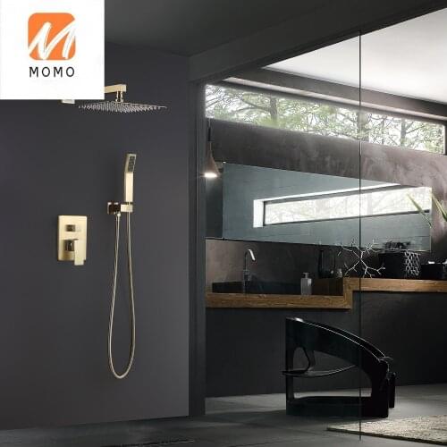 Concealed shower head brushed gold bathroom shower tap mixer