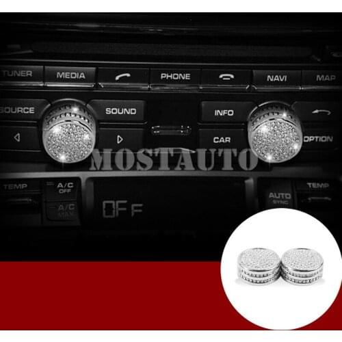 For Porsche 911 Rhinestone Style Console Air Condition Knob Trim Cover 2012-2017 2pcs Car Accessories Interior Car Decor