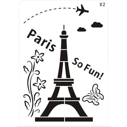 1pc Stencils Iron Tower Painting Template DIY Scrapbooking Album Decorative Bullet Journal Stencils Drawing Template Reusable