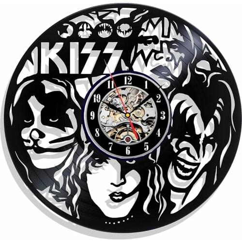 Vinyl Clock, KISS, Rock Fan Gift, Wall Clock, Handmade Clock, Birthday Gift, Wall Decor
