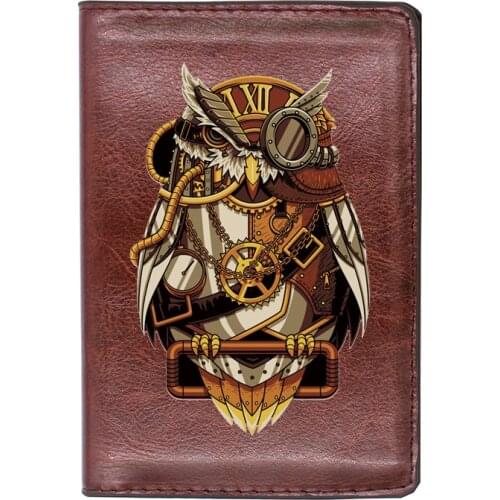 Vintage Classic Steampunk Owl Printing Travel Passport Cover ID Credit Card Holder Case