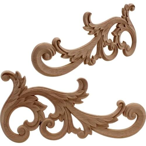 VZLX Furniture Craft Carving Decoration Accessories Modern Maison Wood Wooden Applique Decal Corner Onlay Frame For Vintage Home