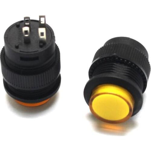Illuminated lock/reset switch/R16-503BD Round 16MM 3A/250V Yellow 5PCS
