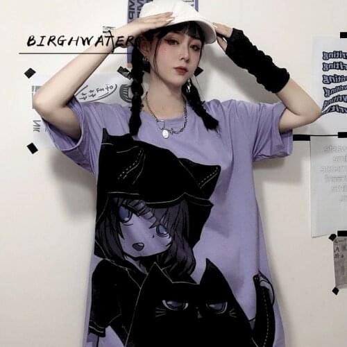 Bf cartoon women tops tshirts anime Korean style t-shirts summer sweet kawii fashion t shirts preppy couple clothes o-neck tee