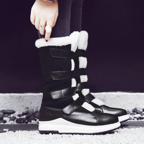 OLOMM 2019 winter new snow boots female large size lamb hair thick warm in the tube flat female boots bare boots AB-07