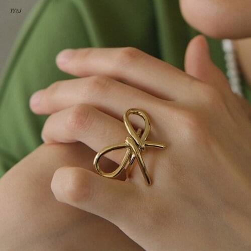 Bowknot statement rings for women vinatge open cocktail rings exaggerated unique unusual cool rings 2021 for party cute jewelry