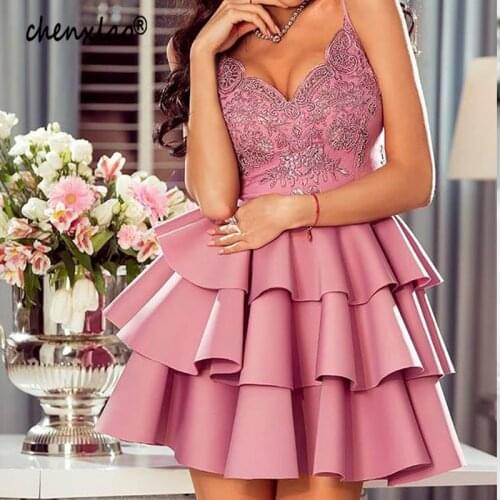 CHENXIAO New Homecoming Dress Satin A-Line V-Neck Short Party Dress Spaghetti Strap Homecoming Dresses