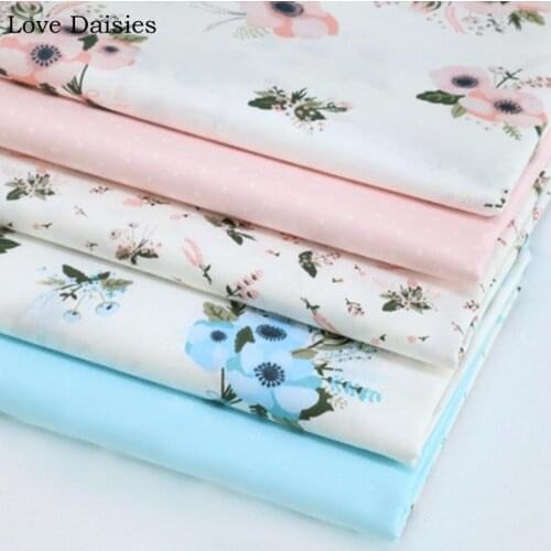 100%cotton PINK BLUE Wheat flower twill fabric DIY for crib bedding cushion apparel handwork patchwork quilting home decor dress