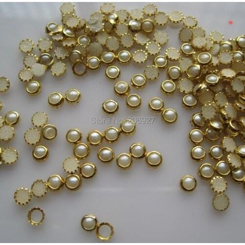 100pcs Cute OD-64 4mm Nail Art Pearl Nail Art Decoration Gold Color