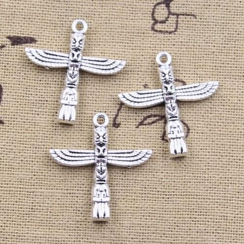 12pcs Charms Maya Stone Statue 27x25mm Antique Silver Color Pendants DIY Crafts Making Findings Handmade Tibetan Jewelry