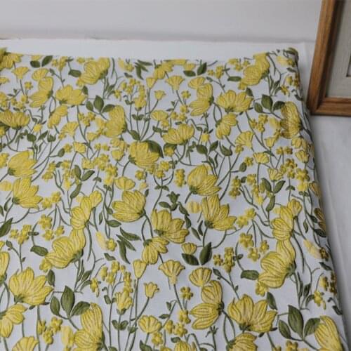 145cm width France Imported Yellow Jacquard Brocade Fabric,3D jacquard yarn dyed fabric patchwork for Women Coat Dress Skirt