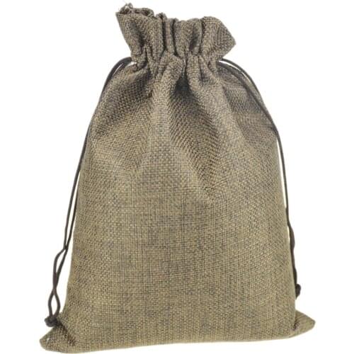 16.5x22.5cm Linen Fabric jute bag pouches Drawstring Gift package bags Burlap Bags with Nylon Drawstring Reusable home decor