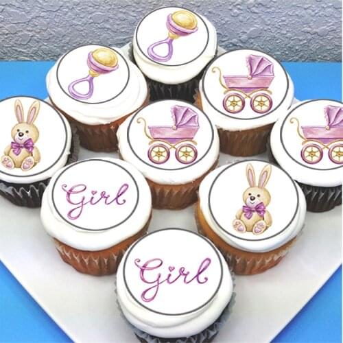 20pcs/lot Baby shower Decoration Cupcake Topper Edible Wafer Paper Cake Decorating Tools Supplies Party Decoration accessories