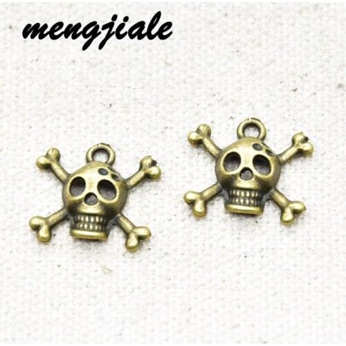 20pcs Wholesale Antique Bronze Retro Skull Charms Alloy Metal Pendants For DIY Handmade Jewelry Accessories Makings 16*15mm