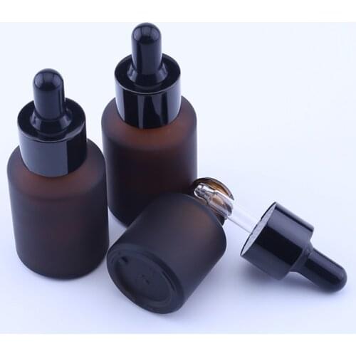 200pcs/lot 15ml 30ml Eye Dropper Drop Frosted Amber oblique Glass Aromatherapy Liquid Pipette Bottle Refillable Bottles
