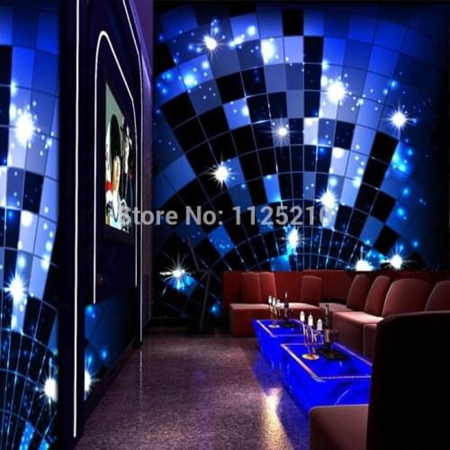 KTV bar restaurant hotel bedroom wallpaper theme real background of 3D blue light mural Custom Size