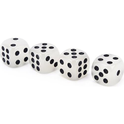4PCS Fillet Black Pips Luminous Dice 6 Side For Boardgame Night Bar KTV 14mm