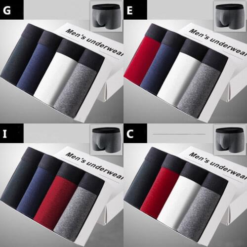 4 Pieces Pack Men Fashion Cotton Rich Boxer Shorts Gift Solid Breathable Boxers Underwear Size L/XL/XXL/XXXL