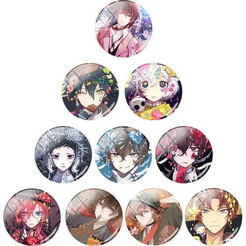 50pcs Mix 10 Styles Round Glass Cabochon Cute Japan Cartoon Characters Flatback Glass Cabochons DIY Crafts Embellishments GC151