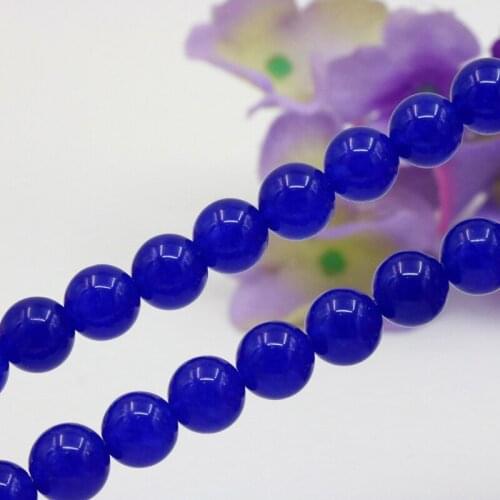 Accessories Charm Deep Blue Chalcedony Stone 10mm Round loose beads DIY women jewelry making design wholesale and retail 15