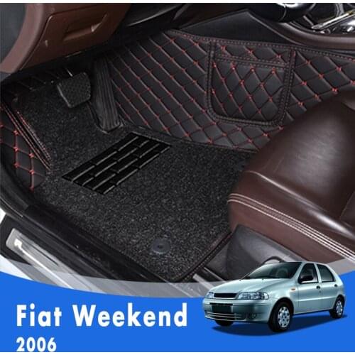 Car Floor Mats For Fiat Weekend 2006 Luxury Double Layer Wire Loop Carpets Custom Auto Styling Foot Pads Rugs Automobile Cover